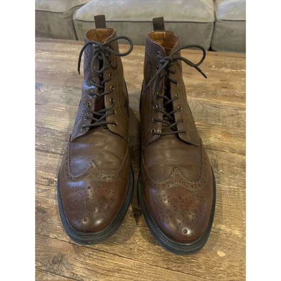 Stafford Mens 11M Brown Leather Wingtip Chukka Boots Dress Casual Lace Up EUC main image 4